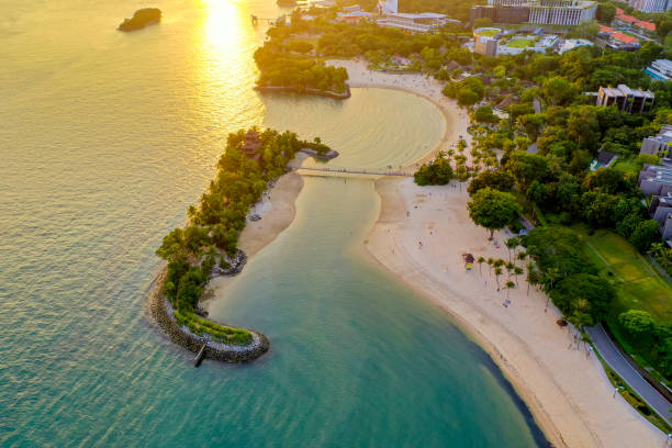 istock Sentosa Beach in Singapore at sunset 1162140724