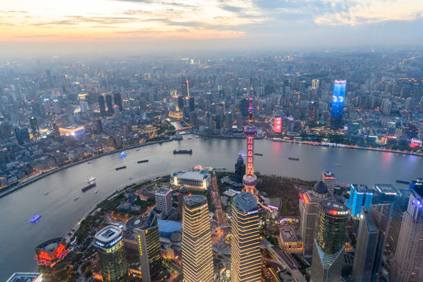 istock Shanghai China at sunset 1162140900
