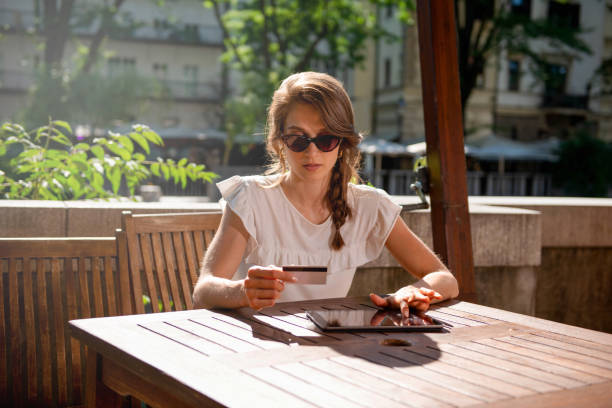 istock Young woman Paying online with credi card 1162143216