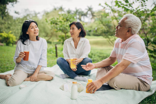 istock Three senior friends on picnic in park 1162147112