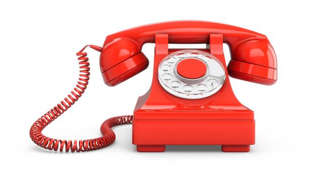 istock 3D rendering red vintage phone isolated on white background 1162147218