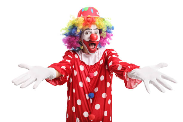 istock Excited clown spreading arms 1162148224