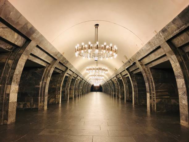 Empty underground station in Kyiv, Ukraine