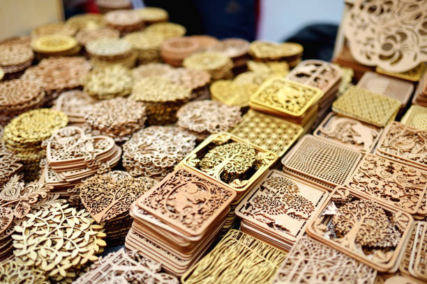 istock Wooden kitchenware and decorations sold on Easter market in Vilnius. 1162148523