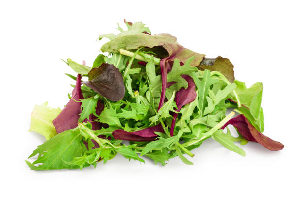istock Mix of different salads isolated on white background 1162154043