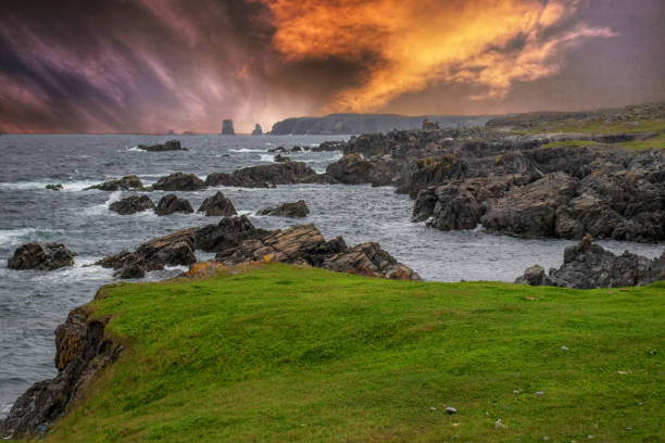 Beautiful scenery from Newfoundland landscape, Canada. Rugged ocean scenery and a beautiful marriage of water, sky and land.