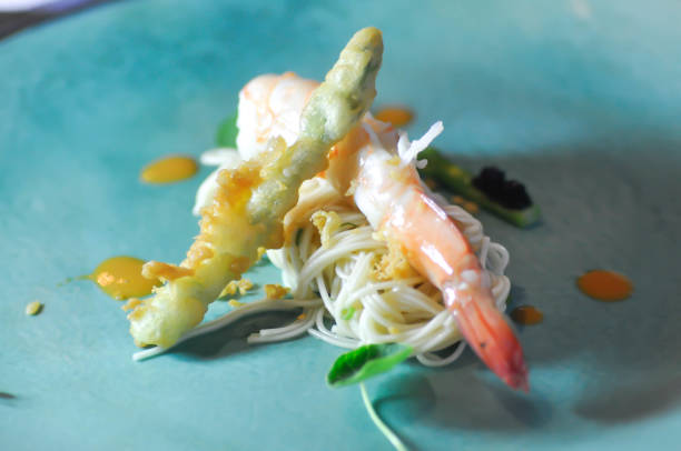 istock soba ,shrimp noodles in tiny serve 1162163736