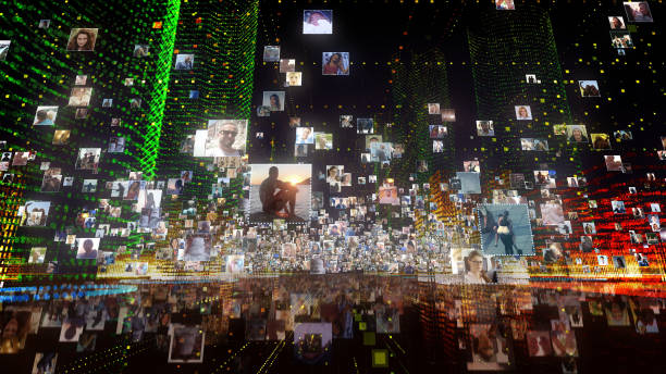 istock Life in holographic city. Global networking 1162164953