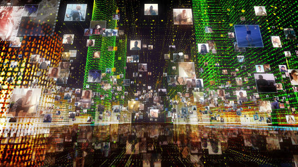 istock Life in holographic city. Global networking 1162164969