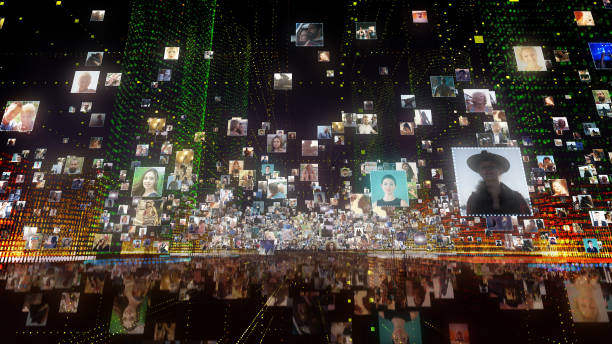 istock Life in holographic city. Global networking 1162165097