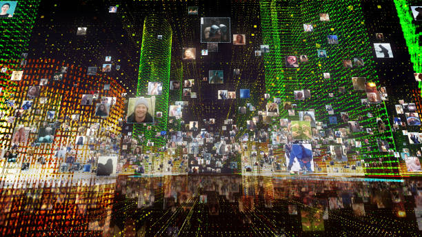 istock Life in holographic city. Global networking 1162165133