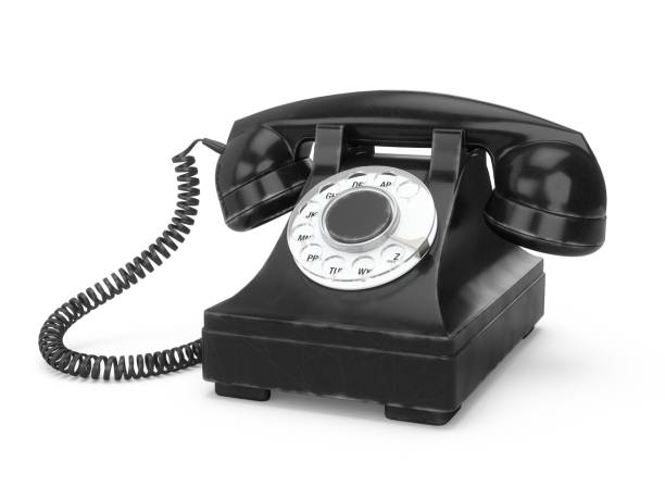 istock 3D rendering Black vintage phone isolated on white background 1162166643