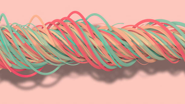 istock 3D illustration,3D rendering, abstract geometric background, lines The circle points are very close together. Until seeing a free curve Many lines that rotate together into a rope. Light pink tone 1162168535