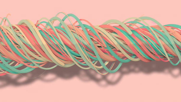 istock 3D illustration,3D rendering, abstract geometric background, lines The circle points are very close together. Until seeing a free curve Many lines that rotate together into a rope. Light pink tone 1162168582
