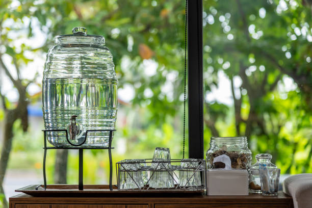 istock Water drink in glass water on table blurred nature 1162168787