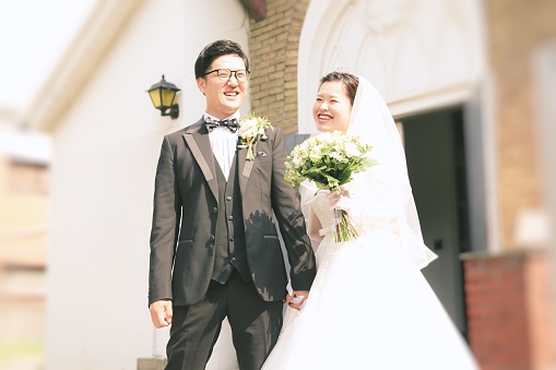 asian couple got married in church