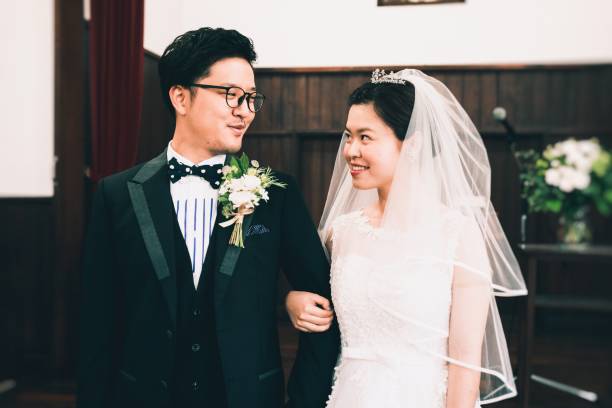 istock Happy asian bride and groom 1162170255