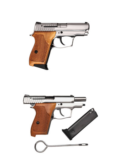 istock Silver gun pistol isolated on white background 1162171801