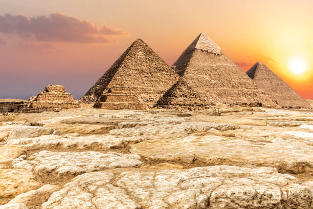 istock Giza Necropolis, famous Pyramids in the desert, Egypt 1162172502