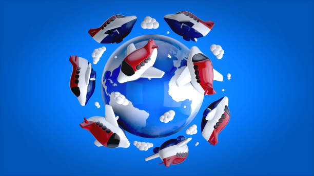istock Planes around the world - 3D Illustration 1162175815