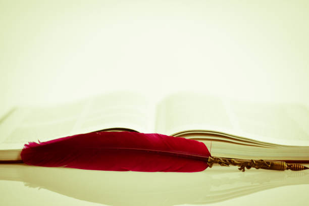 istock An old antique red pen and a book 1162178251