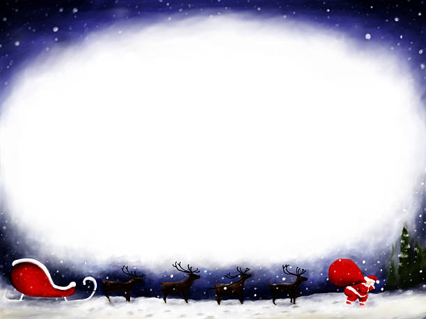 A Christmas-themed frame/background. Image is in painterly style.