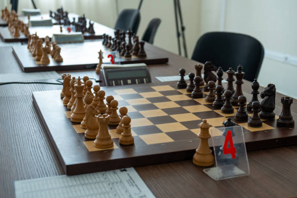 istock chess pieces on the board Before the chess tournament. 1162183303