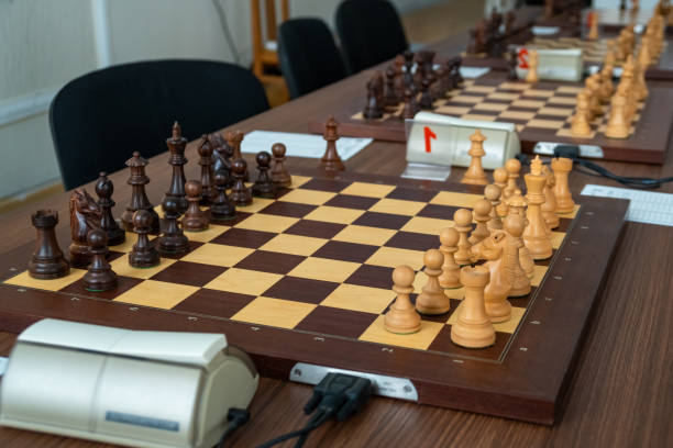 istock chess pieces on the board Before the chess tournament. 1162183304