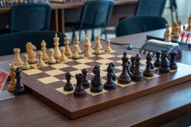 istock chess pieces on the board Before the chess tournament. 1162183318