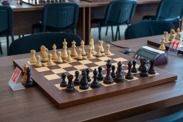 istock chess pieces on the board Before the chess tournament. 1162183319