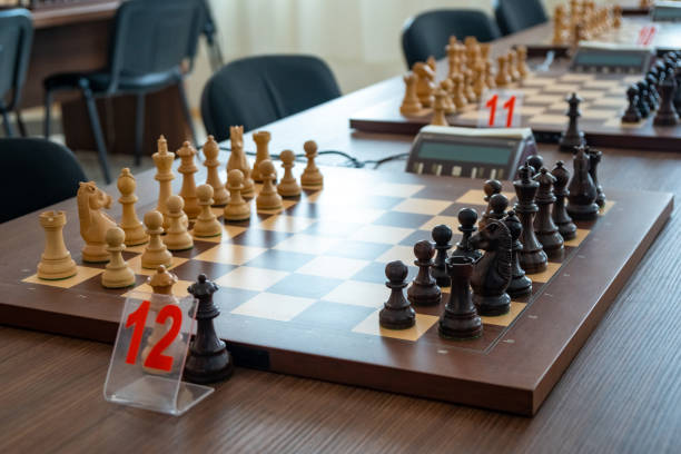 istock chess pieces on the board Before the chess tournament. 1162183323