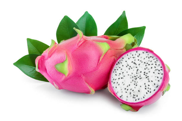 istock Ripe Dragon fruit, Pitaya or Pitahaya isolated on white background, fruit healthy concept 1162183462