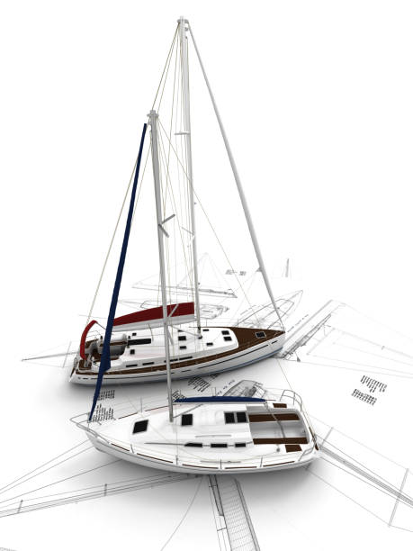 design della barca a vela - ketch foto e immagini stock