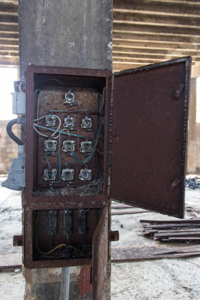 istock Fuse box in abandoned factory building 1162186770