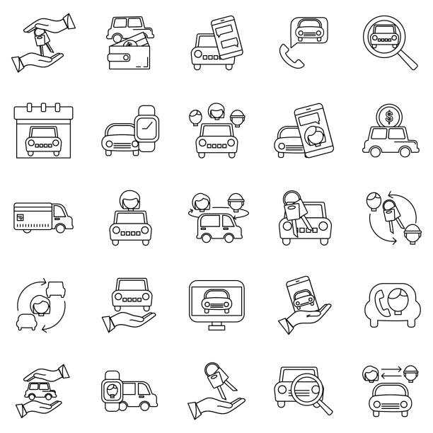 Ride Sharing Icon - Full Set An icon and banner set from a series of Ride Sharing/Carpool icons. uber driver stock illustrations
