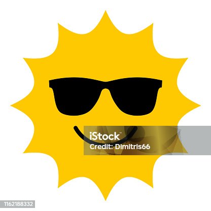 istock Sun with sunglasses smiling icon 1162188332