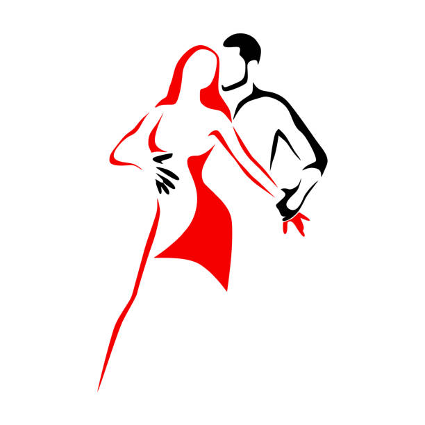 Salsa dance school logo. Couple dancing latin music Salsa dance school or party, event logo. Couple dancing latin music dance logo stock illustrations