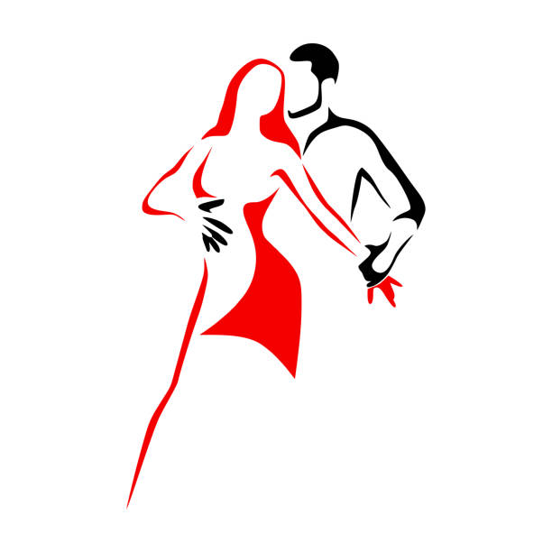 Salsa dance school logo. Couple dancing latin music Salsa dance school or party, event logo. Couple dancing latin music female salsa dancer stock illustrations