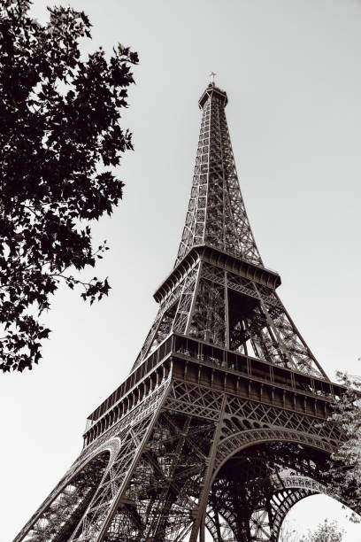 istock Low Angle View Of Eiffel Tower In Black And White 1162192734