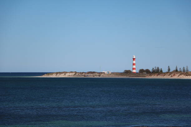 View to Moore Point Lighthouse in Geraldton, Australia Western Australia stock photo