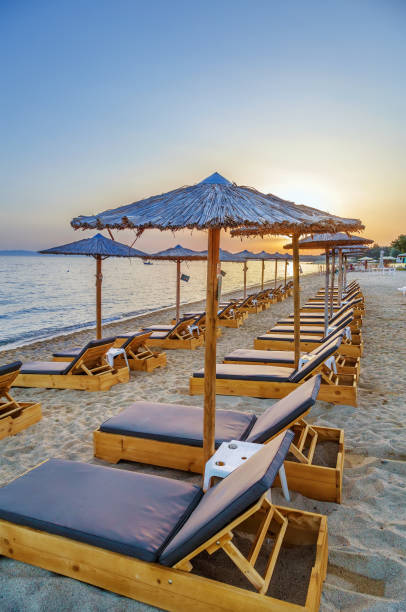 istock Thatched umbrellas, Chalkidiki, Greece 1162194112