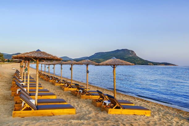 istock Thatched umbrellas, Chalkidiki, Greece 1162194119