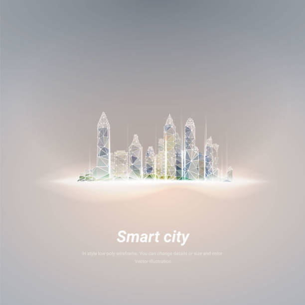 ilustrações de stock, clip art, desenhos animados e ícones de smart city emirates silhouette.in style low poly wireframe isolated on nude background. polygonal space low poly with connected dots and line - built structure construction three dimensional shape building activity