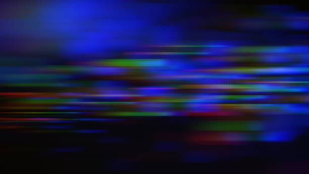 speed motion abstracto neón colorido rayas borrosas líneas de espectro negro fondo oscuro brillante tecnología telón de fondo - prism spectrum laser rainbow fotografías e imágenes de stock
