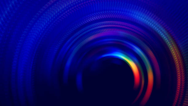 neon colorful tunnel abstract speed blurred motion long exposure swirl spiral circle wave pattern (en) - blue tone flash photos et images de collection