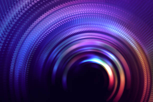 neón colorido túnel puerta abstracta velocidad borrosa movimiento rotor de larga exposición remolino círculo espiral onda patrón - zoom blur fotografías e imágenes de stock