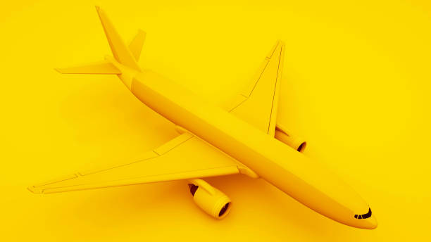 istock Passenger Airplane on Yellow Background. Isometric Concept. 3d illustration 1162200071