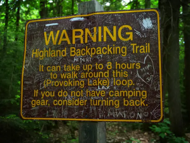 Warning sign along the Highlands trail in Algonquin Park