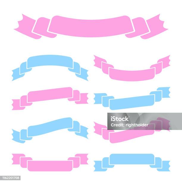 Curly Ribon Banner Set Of Cute Curved Isolated Ribbons Banners On White Background Simple ...