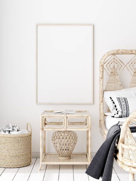 istock Mock-up poster,wall in bedroom, Scandinavian style 1162202380